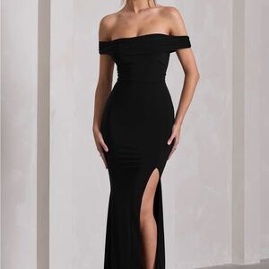 Elegant Black Off-Shoulder Evening Dress
